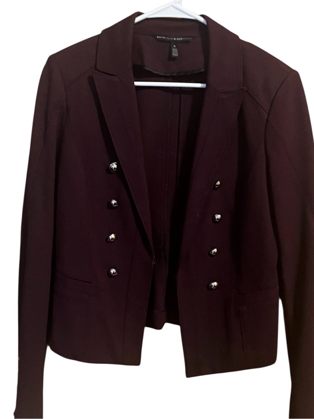 White House Black Market Women's Double-Breasted Burgundy Blazer